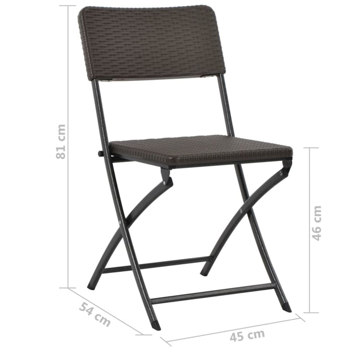 Folding Garden Chairs 2 Pcs Hdpe and Steel Brown Aappo