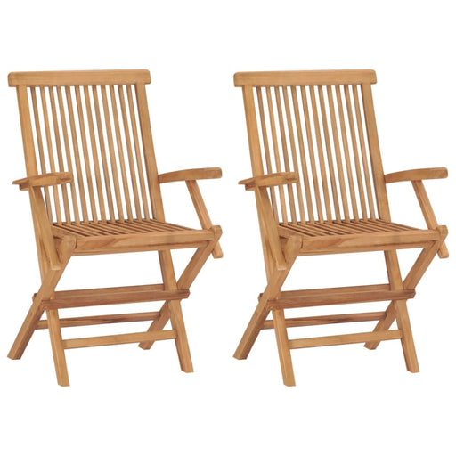 Folding Garden Chairs 2 Pcs Solid Teak Wood Aokkk