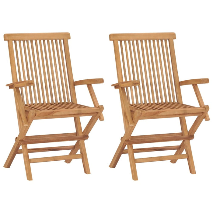 Folding Garden Chairs 2 Pcs Solid Teak Wood Aokkk