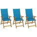 Folding Garden Chairs 3 Pcs with Cushions Solid Acacia Wood