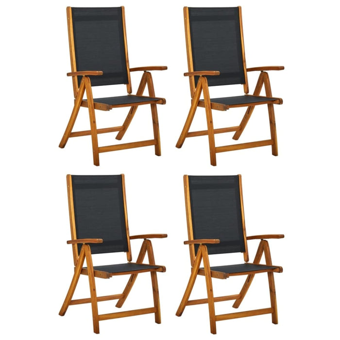 Folding Garden Chairs 4 Pcs Solid Wood Acacia and Textilene
