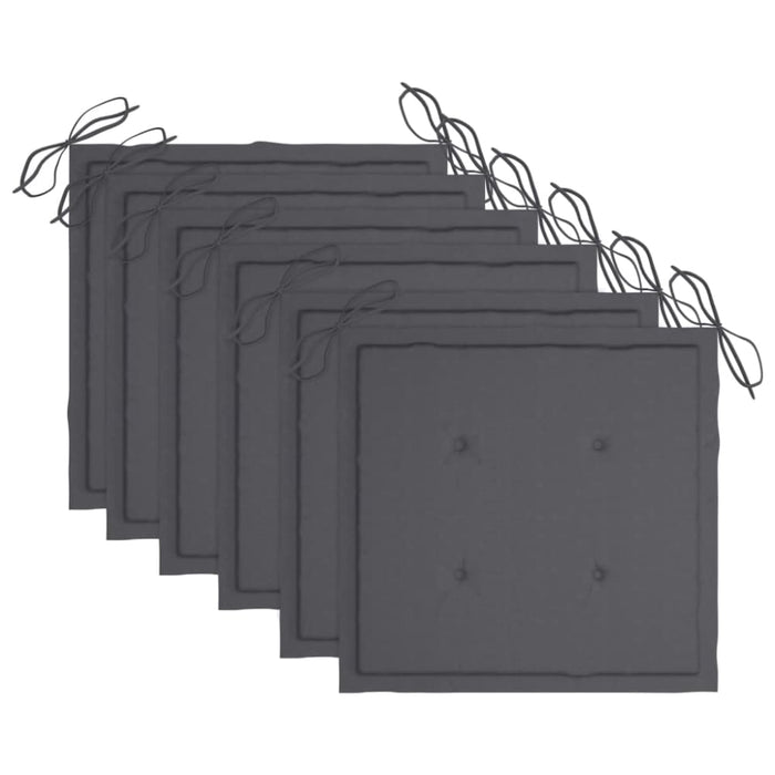 Folding Garden Chairs 6 Pcs With Cushions Solid Acacia Wood