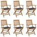 Folding Garden Chairs 6 Pcs With Cushions Solid Acacia Wood