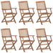 Folding Garden Chairs 6 Pcs with Cushions Solid Acacia Wood