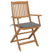 Folding Garden Chairs 6 Pcs with Cushions Solid Acacia Wood