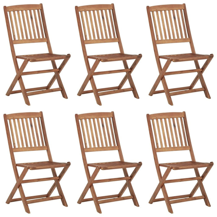 Folding Garden Chairs 6 Pcs With Cushions Solid Acacia Wood