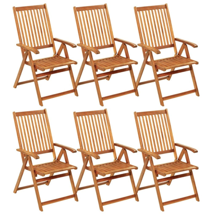 Folding Garden Chairs 6 Pcs with Cushions Solid Acacia Wood