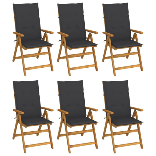 Folding Garden Chairs 6 Pcs with Cushions Solid Acacia Wood
