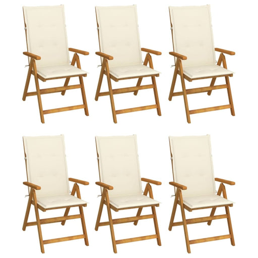 Folding Garden Chairs 6 Pcs with Cushions Solid Acacia Wood