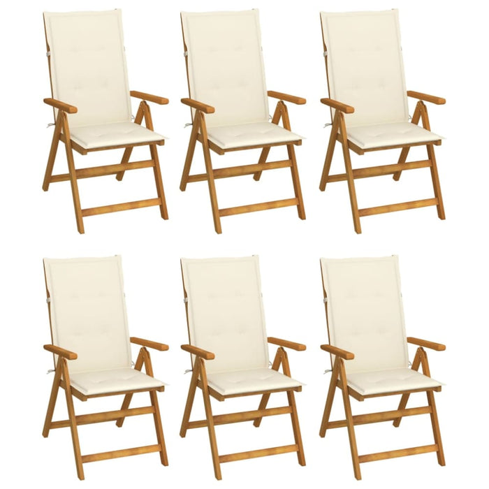 Folding Garden Chairs 6 Pcs with Cushions Solid Acacia Wood