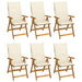 Folding Garden Chairs 6 Pcs with Cushions Solid Acacia Wood