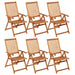 Folding Garden Chairs 6 Pcs with Cushions Solid Acacia Wood