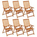 Folding Garden Chairs 6 Pcs with Cushions Solid Acacia Wood