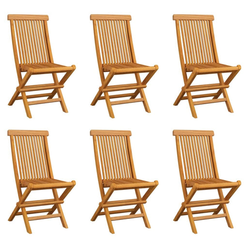 Folding Garden Chairs 6 Pcs Solid Teak Wood Tblppxi