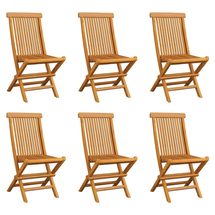 Folding Garden Chairs 6 Pcs Solid Teak Wood Tblppxi
