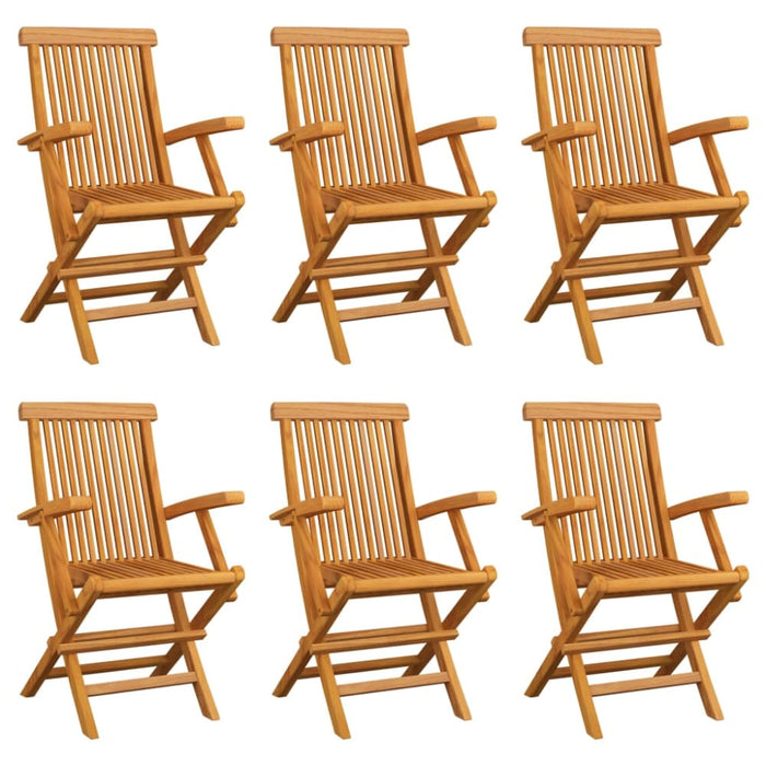 Folding Garden Chairs 6 Pcs Solid Teak Wood Tblppxk
