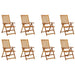 Folding Garden Chairs 8 Pcs Solid Wood Acacia Tbipbpt
