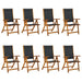 Folding Garden Chairs 8 Pcs Solid Wood Acacia and Textilene