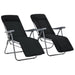 Folding Garden Chairs with Cushions 2 Pcs Black Aatok