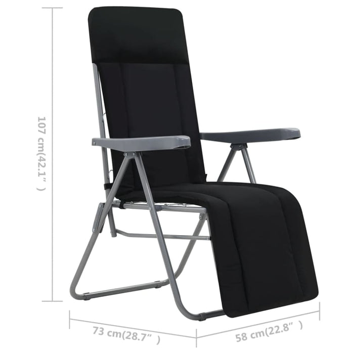Folding Garden Chairs with Cushions 2 Pcs Black Aatok