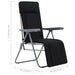 Folding Garden Chairs with Cushions 2 Pcs Black Aatok