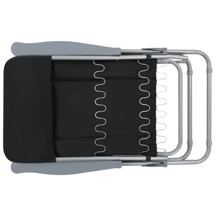 Folding Garden Chairs with Cushions 2 Pcs Black Aatok