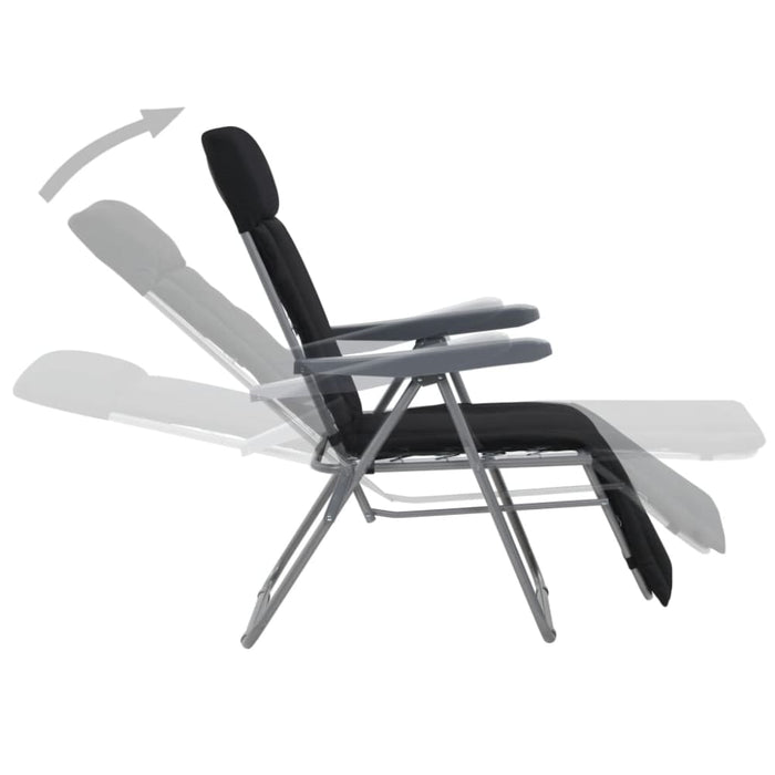 Folding Garden Chairs with Cushions 2 Pcs Black Aatok