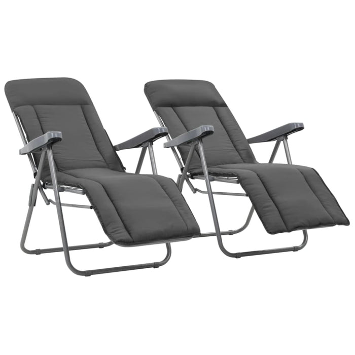 Folding Garden Chairs with Cushions 2 Pcs Grey Aatxb