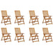 Folding Garden Chairs With Cushions 8 Pcs Solid Wood Acacia