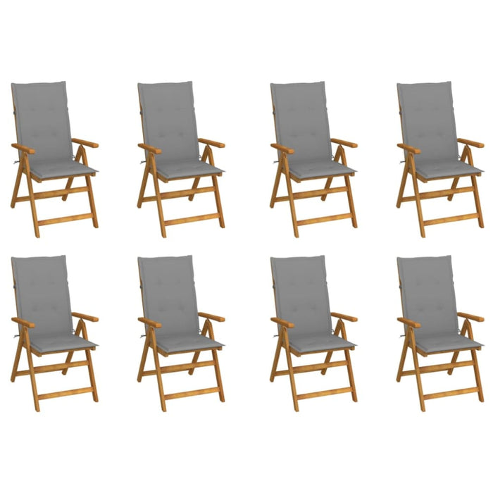 Folding Garden Chairs With Cushions 8 Pcs Solid Wood Acacia