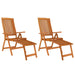 Folding Garden Chairs with Footrests 2 Pcs Solid Wood