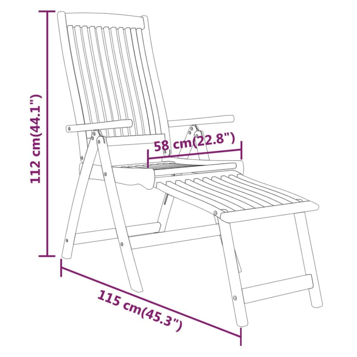 Folding Garden Chairs with Footrests 2 Pcs Solid Wood