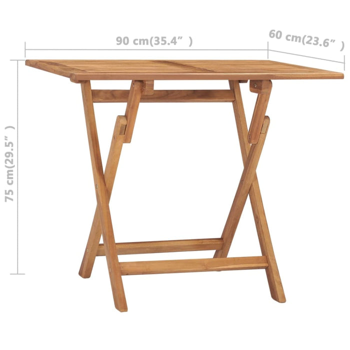 Folding Garden Dining Table 90x60x75 Cm Solid Teak Wood