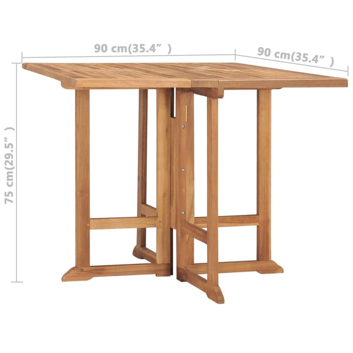 Folding Garden Dining Table 90x90x75 Cm Solid Teak Wood