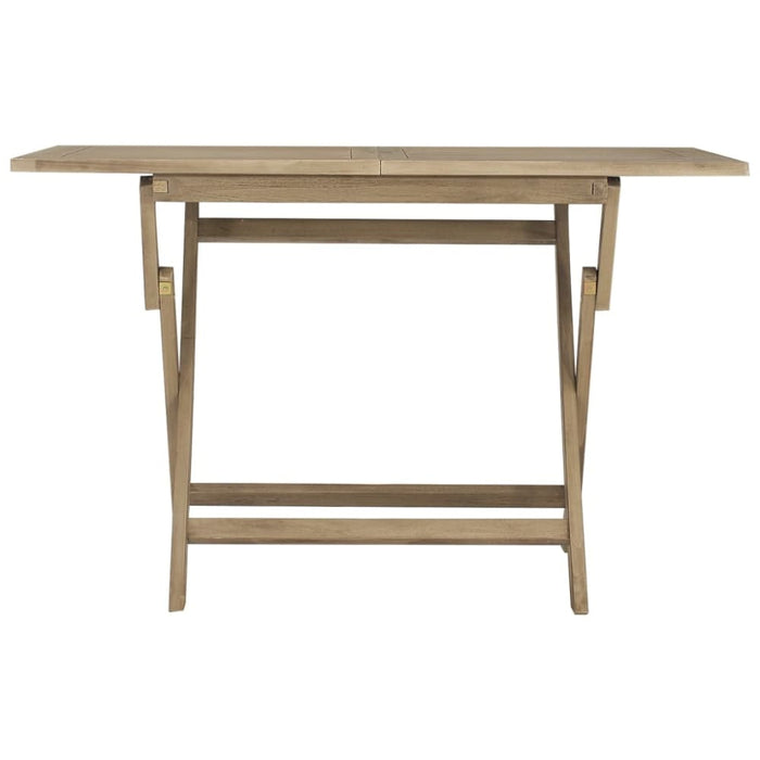 Folding Garden Table Grey 120x70x75 Cm Solid Wood Teak