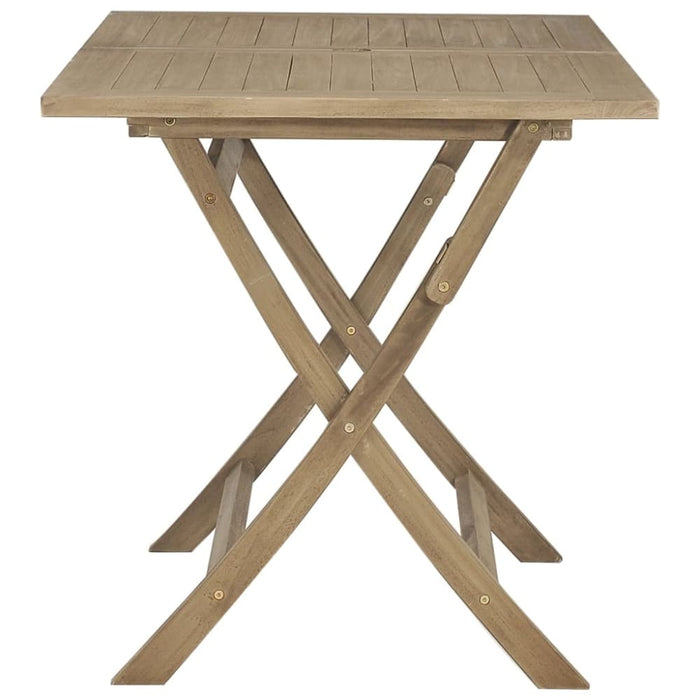 Folding Garden Table Grey 120x70x75 Cm Solid Wood Teak