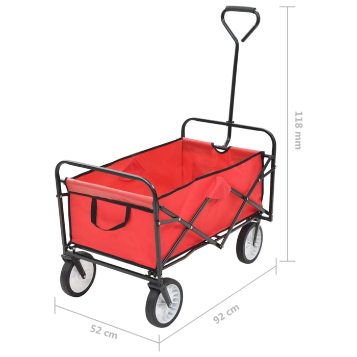 Folding Hand Trolley Steel Red Oatiin