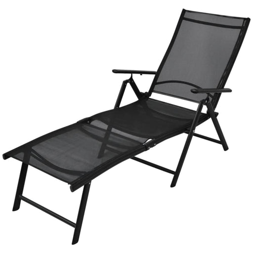 Folding Sun Lounger Aluminium Black Aoiao
