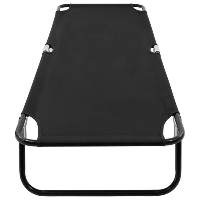 Folding Sun Lounger Black Steel Aiipp