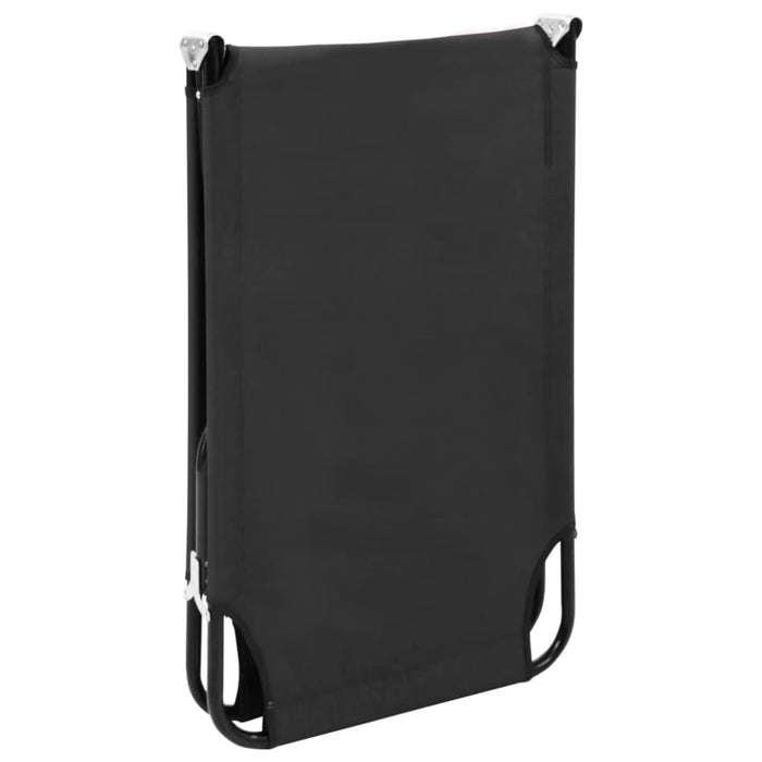 Folding Sun Lounger Black Steel Aiipp