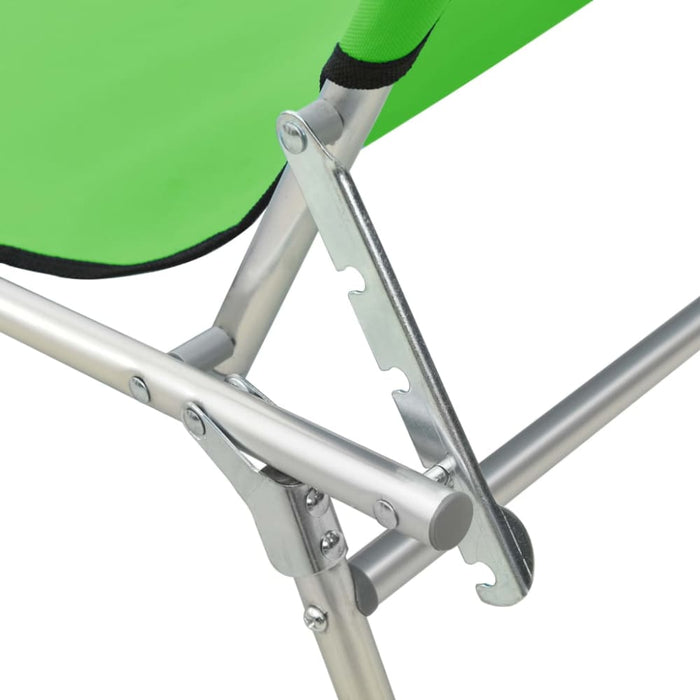 Folding Sun Lounger with Canopy Steel Apple Green Tobtxp