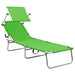 Folding Sun Lounger with Canopy Steel Apple Green Tobtxp