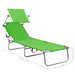 Folding Sun Lounger with Canopy Steel Apple Green Tobtxp
