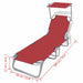 Folding Sun Lounger with Canopy Steel and Fabric Red Aookn