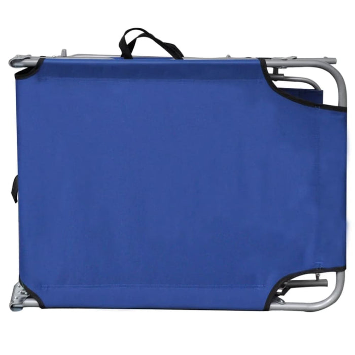 Folding Sun Lounger with Canopy Steel and Fabric Blue Aookl