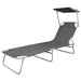 Folding Sun Lounger with Canopy Steel Grey Aaxko