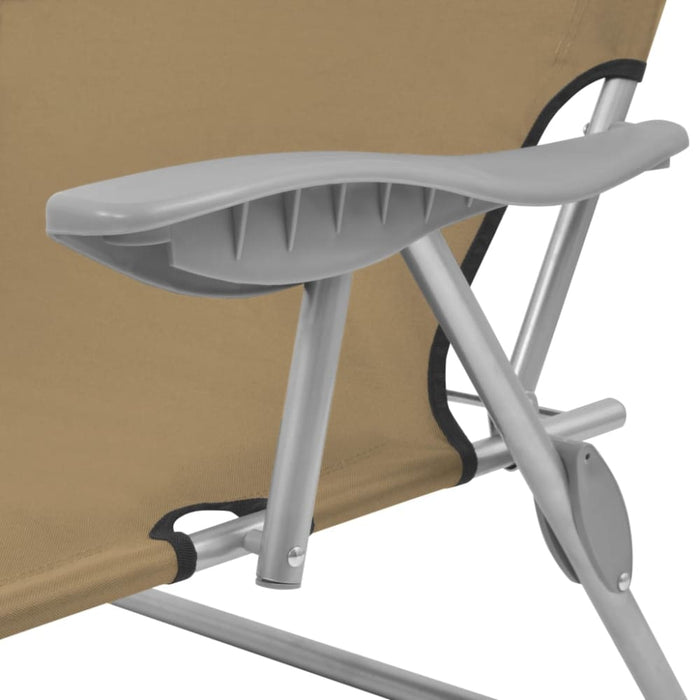 Folding Sun Lounger with Canopy Steel Taupe Aaxki