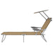 Folding Sun Lounger with Canopy Steel Taupe Aaxki