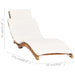 Folding Sun Lounger with Cream White Cushion Solid Teak