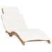 Folding Sun Lounger with Cream White Cushion Solid Teak
